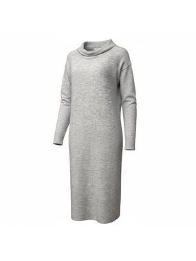Stitchdrop Women’s Cowl Neck Soft Midi Tunic Dress, Heather Beige, XS -DAMAGE